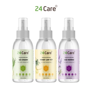 Combo 3 xịt khử mùi thơm phòng Sả Chanh + Ngọc Lan Tây + Oải Hương 24Care 50ml/chai