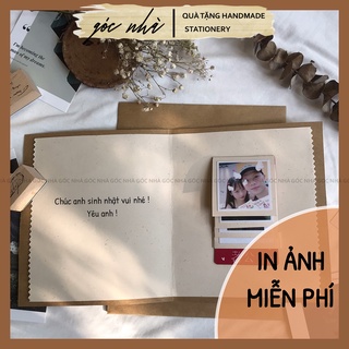 Thiệp có dán hình ảnh handmade kiểu waterfall bìa gắn hoa baby khô vintage cổ điển in ảnh miễn phí Góc Nhà gocnha