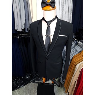 Bộ vest nam body kiểu đen viền đen