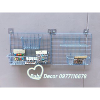 MÀU XANH PASTEL -Khung lưới sắt trang trí treo tường,decor,giỏ lưới đựng đồ