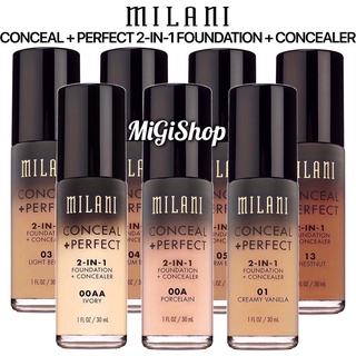 Kem Nền Che Khuyết Điểm MILANI 2 In 1 Foundation + Concealer 30ml