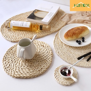 Miếng lót ly mây tre đan, miếng lót ly lục bình phụ kiện decor - H2decor
