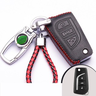 Bao Da Chìa Khóa ô Tô Toyota Khóa Gập 3 Nút đen Chỉ đỏ ( Mẫu 3 )