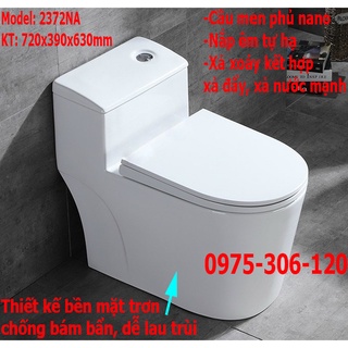 Bồn Cầu Liền khối 1 Khối 2372NA Phương Nam Phát XẢ XOÁY 2 LỚP KẾT HỢP XẢ ĐẨY NƯỚC MẠNH MEN NANO CAO CẤP