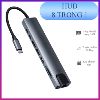 Hub type C USB 8 in 1 đa năng hỗ trợ SD, TF, 4K,HDMI,LAN, USB 3.0 cho MacBook, laptop - K 1324