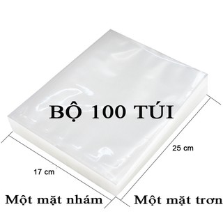 Bộ 100 Túi Một Mặt Nhám Hút Chân Không 17x25cm