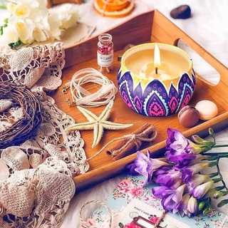 Combo Hộp 4 nến thơm hoa khô tự nhiên, hương dịu nhẹ, không khét