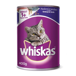 [Mã PET50K giảm Giảm 10% - Tối đa 50K đơn từ 250K] Thức ăn ướt pate lon whiskas cho mèo vị cá thu, cá biển 400gr