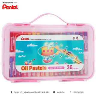 Phấn Dầu Cao Cấp Pentel GHTP-36 | Màu Sắc Đa Dạng, Sinh Động, Trung Thực | Kèm Hộp Nhựa Có Tay Cầm Sang Trọng