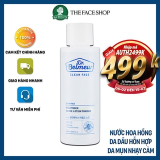 Nước hoa hồng dưỡng ẩm cho da dầu hỗn hợp kể cả da mụn nhạy cảm The Face Shop Dr Belmeur Clean Face Mild Toner 145ml