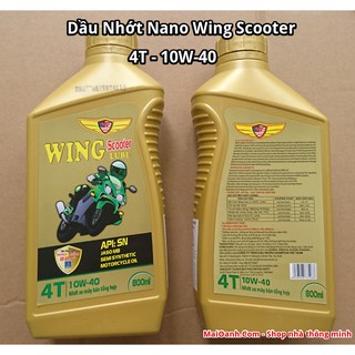 Dầu nhớt xe máy cao cấp nano Wing Scooter - API SN 10W-40 (800 ml) - Xe Ga