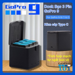 Dock sạc Go 9 3 pin OEM có nắp đậy - GoPro101 - inoxnamkim