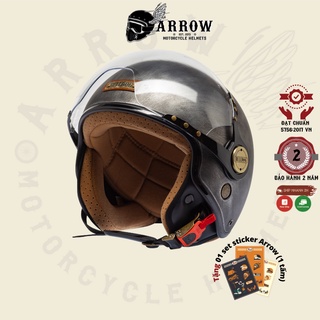 Mũ bảo hiểm 3/4 Bulldog Pom chất lượng cao đi phượt Arrow