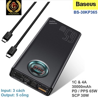 Pin sạc dự phòng cho Macbook Pro, iPhone 13, Note 10+ BASEUS AMBLIGHT DIGITAL DISPLAY BS-30KP365 30000mAh PPS/PD 3.0 65W