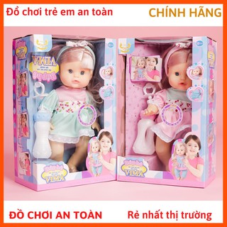Đồ chơi búp bê bé gái dùng pin khóc cười , uống sữa