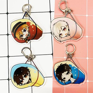 ( Mica trong acrylic ) Móc khóa Bungou Stray Dogs Văn hào lưu lạc ver cuốn chăn quà tặng xinh xắn dễ thương anime chibi