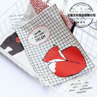 Túi A4 hình cáo, gấu có quai dây kéo đựng tài liệu