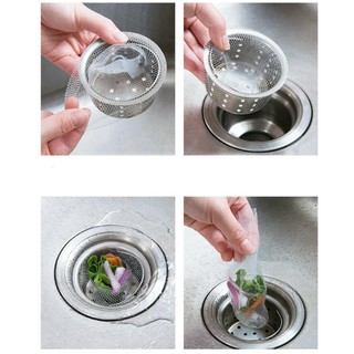 Set 100 Túi lọc rác bồn rửa chén bát dạng lưới có chun thông minh vệ sinh tiện lợi chống tắc cống