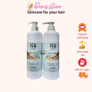 HE TEPI - Cặp Dầu Gội Dầu Xả Tái Sinh Tóc Keratin Hương Nước Hoa HeTepi 1000ml