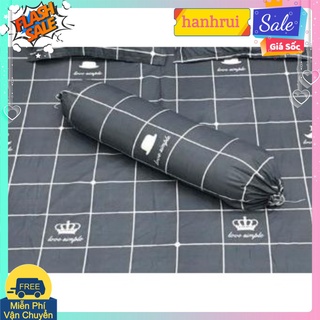 [Hanhrui]Vỏ gối ôm cotton poly 30x100cm mẫu kẻ vương miện