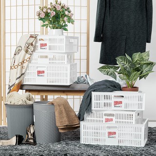 HomeBase STACKO Rổ nhựa để đồ có thể xếp chồng lên nhau Thái Lan W39xD28xH13.3cm Trắng