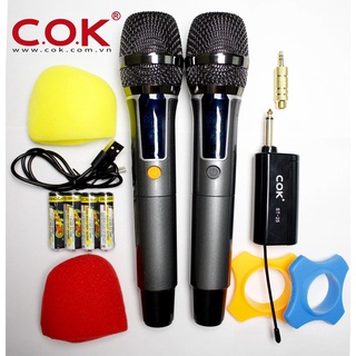 Bộ 2 Micro Karaoke Không Dây Đa Năng COK ST- 25 - Thời Lượng Pin Tối Đa Màn Hình LED Chống Nhiễu Chống Hú Giảm Ồn