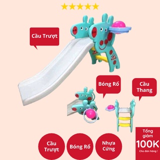 Cầu trượt trong nhà cho bé từ 1 đến 5 tuổi kết hợp bóng rổ an toàn cho trẻ vui chơi giúp tăng cường chiều cao, sức khỏe