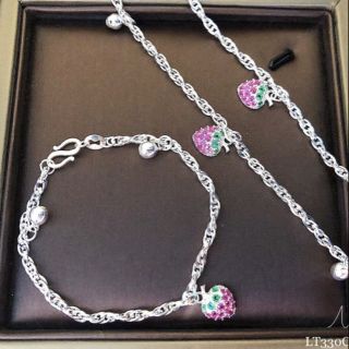 Lắc tay/ chân dâu tây bạc đẹp cho bé