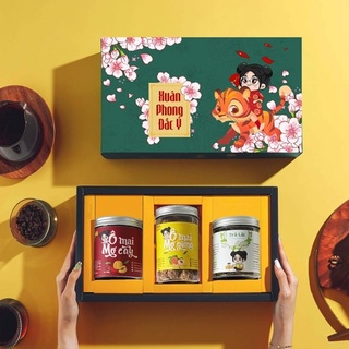 Hộp Quà Tết 2022 Xuân Phong Đắc Ý, Quà tặng Doanh nghiệp, Gia đình và Người thân Tết 3 món - Trạm ngọt Yumi