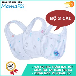 Bộ 3 cái yếm ăn vải sợi tre cho bé sơ sinh đến 3 tuổi Mamaru MA-YEM - Nhiều loại, nhiều kích thước, diệt khuẩn, hút ẩm