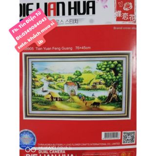Tranh thêu phong cảnh làng quê Việt Nam  88905 76x45cm