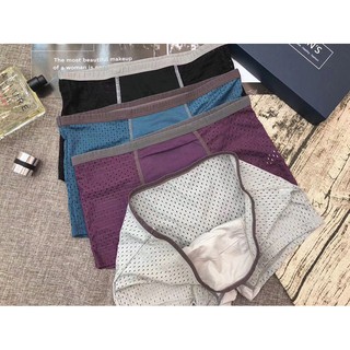 [HỘP 4 CHIẾC] Quần Lót Nam Thông Hơi Cao Cấp, Quần Sịp Nam Đùi Boxer Lưới Xuất Nhật Mens's 4 Quần Trong 1 Hộp Sang T