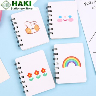 Sổ tay mini cute a7 gáy lò xo HAKI, sổ ghi chú 80 trang hình cầu vồng xinh xắn S11