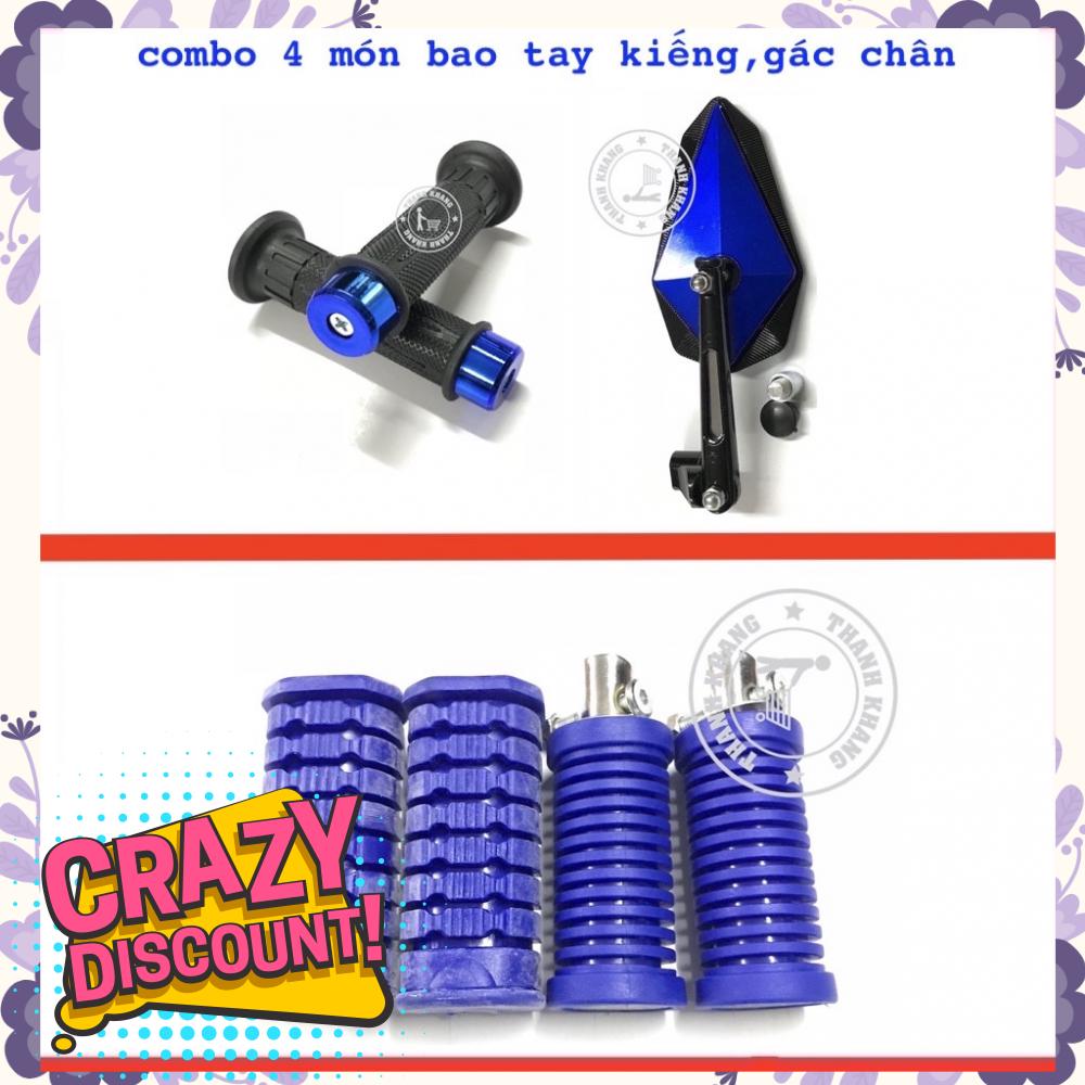 Combo bao tay kiểu Exciter 135 kiếng kim cương và gác chân trước sau xanh dương 006893  006628  006578  006573