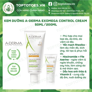 Kem dưỡng cho da cơ địa, da khô A-DERMA EXOMEGA CONTROL Cream 50ml/ 200ml [NHẬP KHẨU CHÍNH HÃNG 100%]