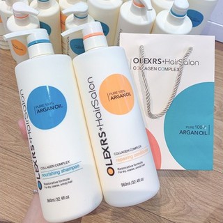 Bộ gội xả cao cấp dưỡng và kích thích mọc tóc Olexrs Hair Salon Argan oil 500ml và 960ml