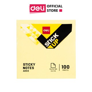 Giấy nhắn Deli, 76×766mm 3''×3'', 100 tờ Vàng - 2 tệp - EA00353