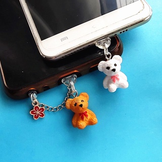 Phụ Kiện Gắn Cổng Sạc Tai Nghe Apple Huawei Chống Bụi Hình Gấu Dễ Thương