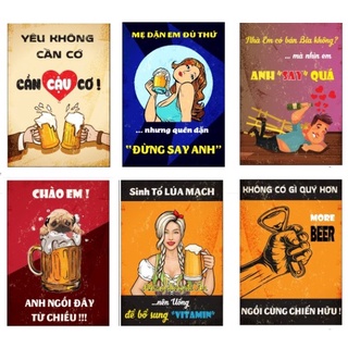 (20x30cm, HƠN 20 MẪU) Tranh thiếc trang trí tường chủ đề ăn nhậu, decor quán: beer club, pub, quán bar,... siêu độc đáo