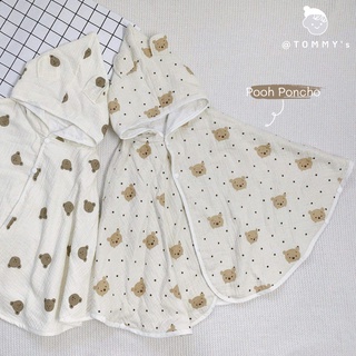 Áo Choàng Chống Nắng Cho Bé Xô Muslin Organic Hàn Quốc 4 Lớp Hoạ Tiết Gấu Pooh