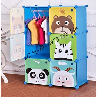 TỦ NHỰA THÔNG MINH ĐỂ QUẦN ÁO ĐA NĂNG GIÁ RẺ 6 Ô CỬA THÚ NỬA MẶT C LẮP GHÉP sâu 47cm
