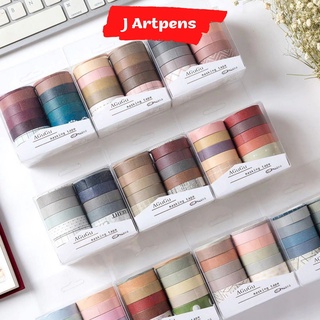 Hộp 10 Cuộn Washi Tape Basic DIY Trang Trí Bullet Journal Nhật Ký Sổ Lưu Niệm