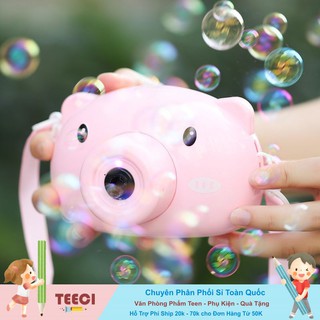 Đồ Chơi Mô Hình Máy Ảnh Thổi Bong Bóng Xà Phòng Tự Động Hình Mặt Heo Ngộ Nghĩnh A496