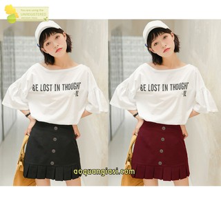 Quần giả váy nữ đuôi cá 1 hàng nút gỗ giữa mẫu 86 size S,M màu đen, đỏ MT793 chuẩn store hàn quốc freeship 50k
