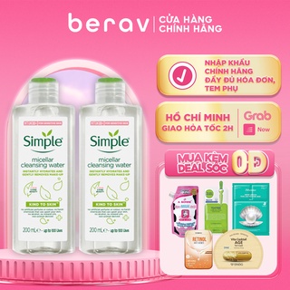Combo 2 Chai Nước Tẩy Trang Simple Kind To Skin Micellar Water Làm Sạch Sâu Bụi Bẩn 200mlx2