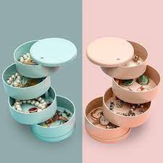 Hộp đựng trang sức bông tai đủ màu 4 tầng xoay 360