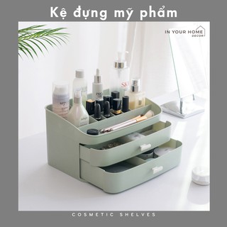 Kệ đựng mỹ phẩm, kệ đựng đồ nhiều tầng có ngăn kéo, hộp đựng trang sức đồ trang điểm cao cấp