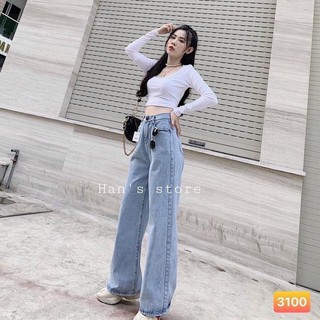 QUẦN JEANS SUÔNG CẠP CAO QUỐC DÂN PHONG CÁCH HÀN QUỐC