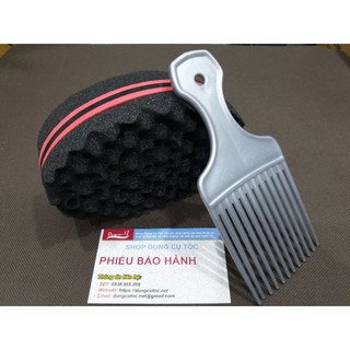 Bộ Lược Tạo Kiểu Tóc Premlock + Mút Làm Tóc Châu Phi.(Ảnh thật)
