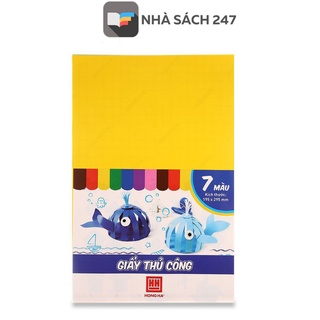 Giấy thủ công Hồng Hà 7 màu (3485) màu sắc tươi sáng dành cho học sinh tiểu học cắt dán hình thủ công.